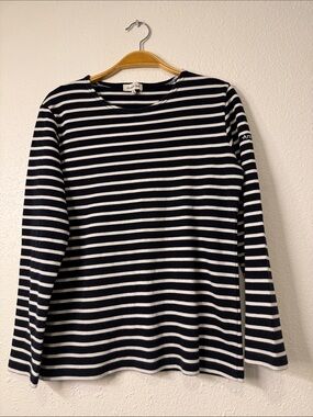Armor-lux Striped Long Sleeve Knit Top - Navy & White